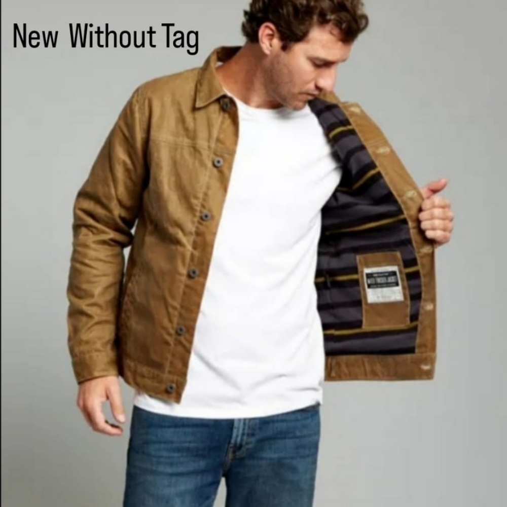 FLINT AND TINDER FLANNEL LINED WAXED TRUCKER JACKET